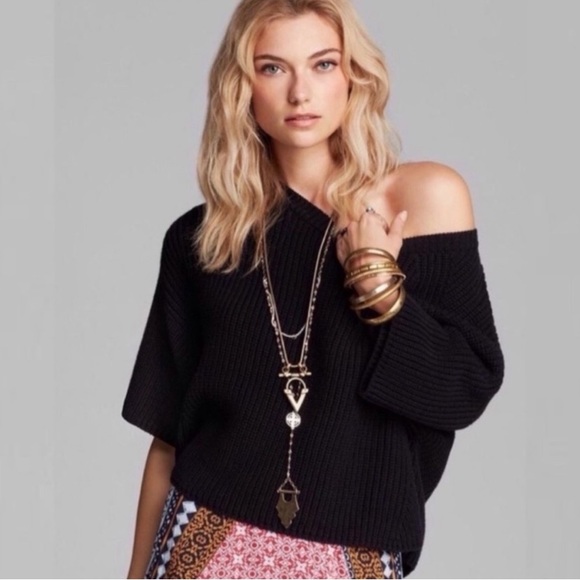 Free People Sweaters - Free People Black Rayanne Shaker Sweater